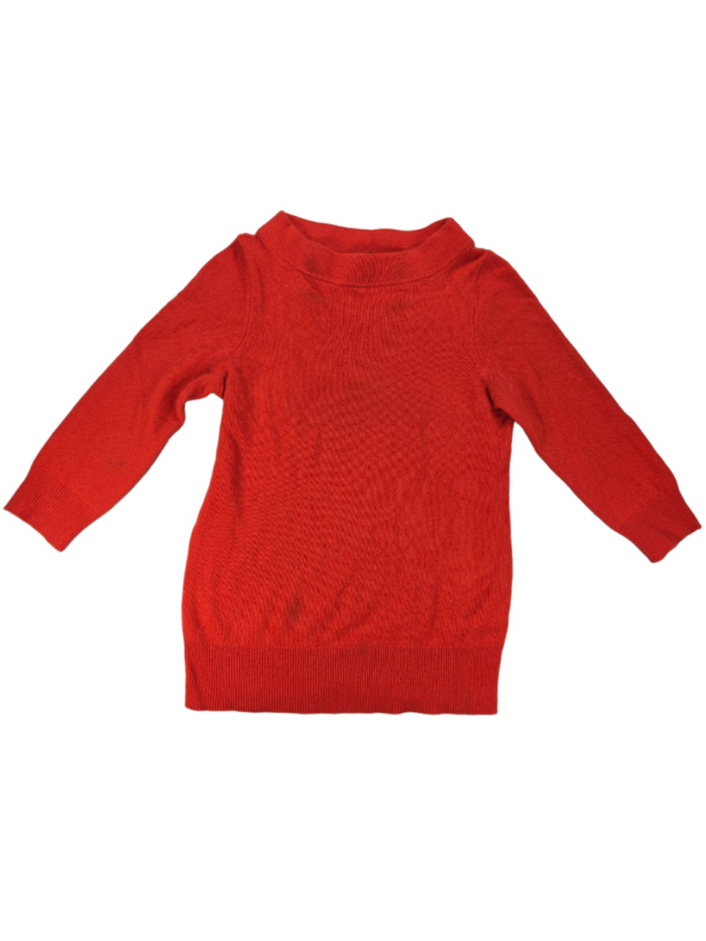 J Crew Italian Cashmere Sweater Womens XS Red Mock Neck 3/4 Sleeve Pullover